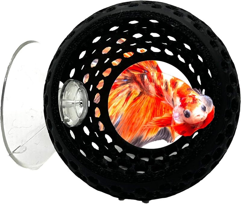 CTWPets Store Betta Bulb Hide | Betta Rest Fish Tank Ornament | Aquarium Cave with Suction Cup for Small Fish Tank, Betta Habitat, Shrimp Hideout, Aquatic Decor (Black) - Image 1